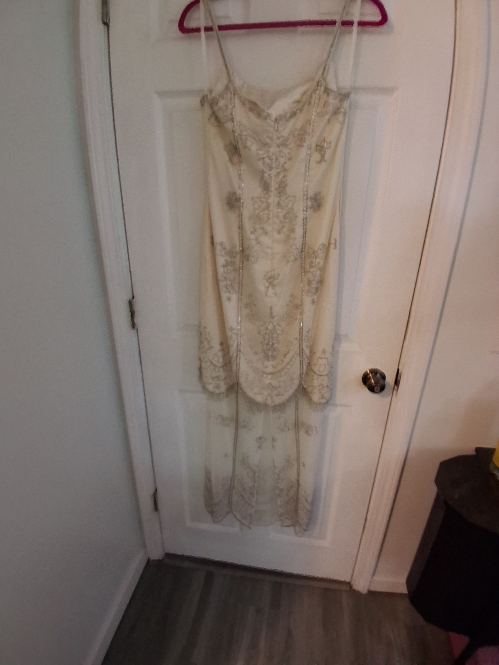 Embellished Ivory Evening Dress with Beaded Detail - Picture 11 of 13